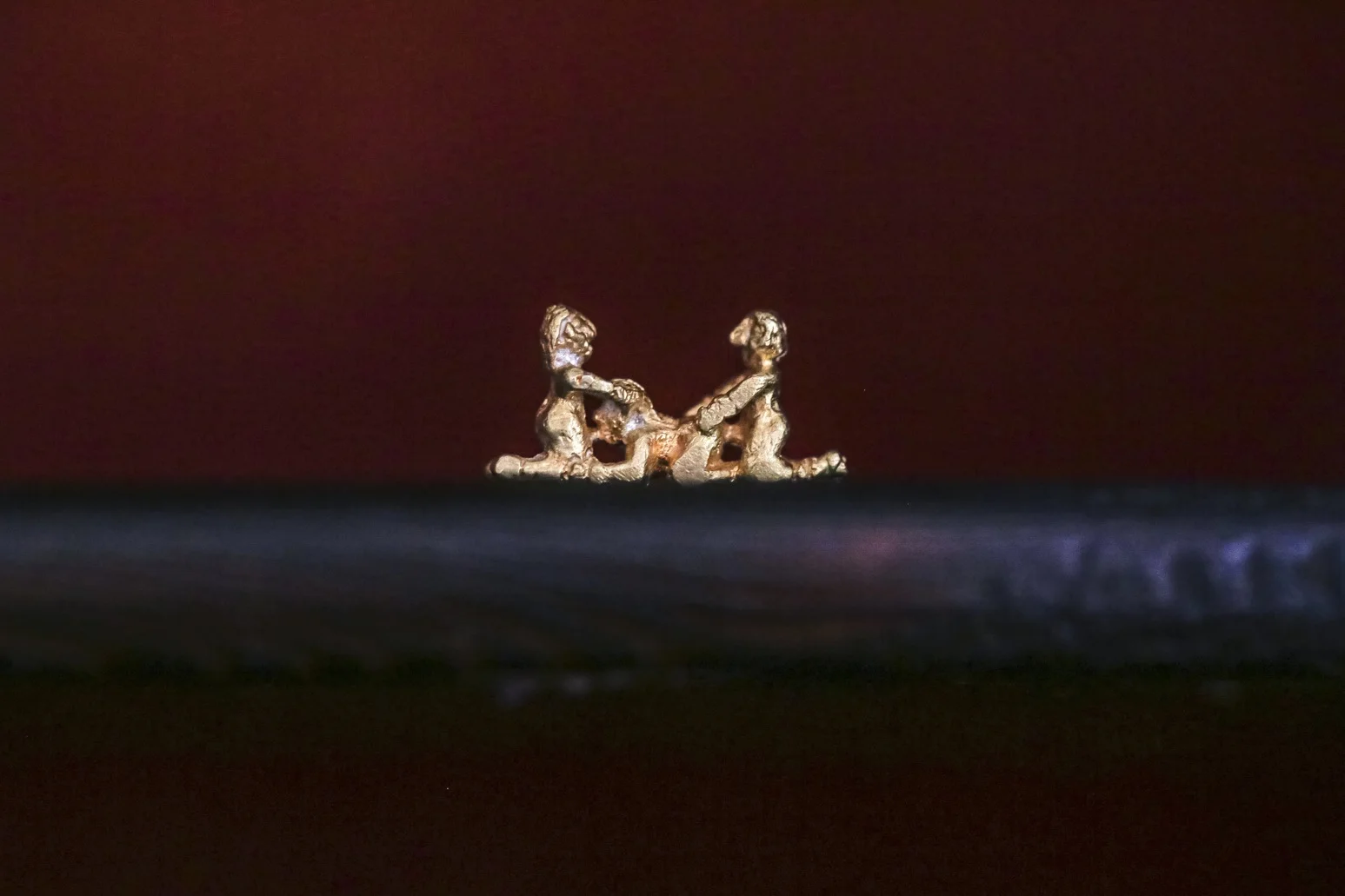 Towards a Homoerotic Historiography, Carlos Motta 2013 10 gold washed silver figures, 2x1 cm each Courtesy Carlos Motta and mor.charpentier, Paris