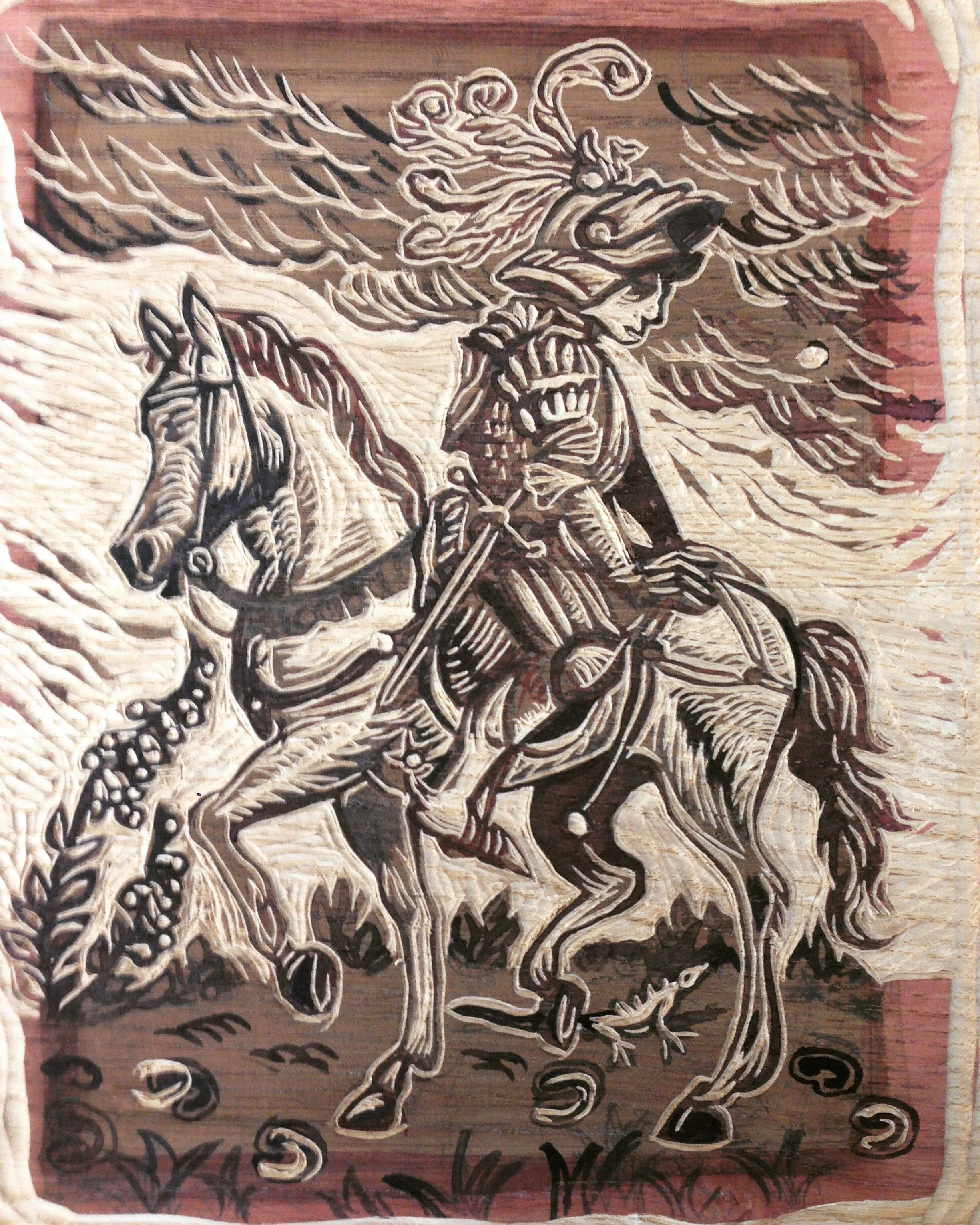  Le Chevalier, engraving, work in progress 