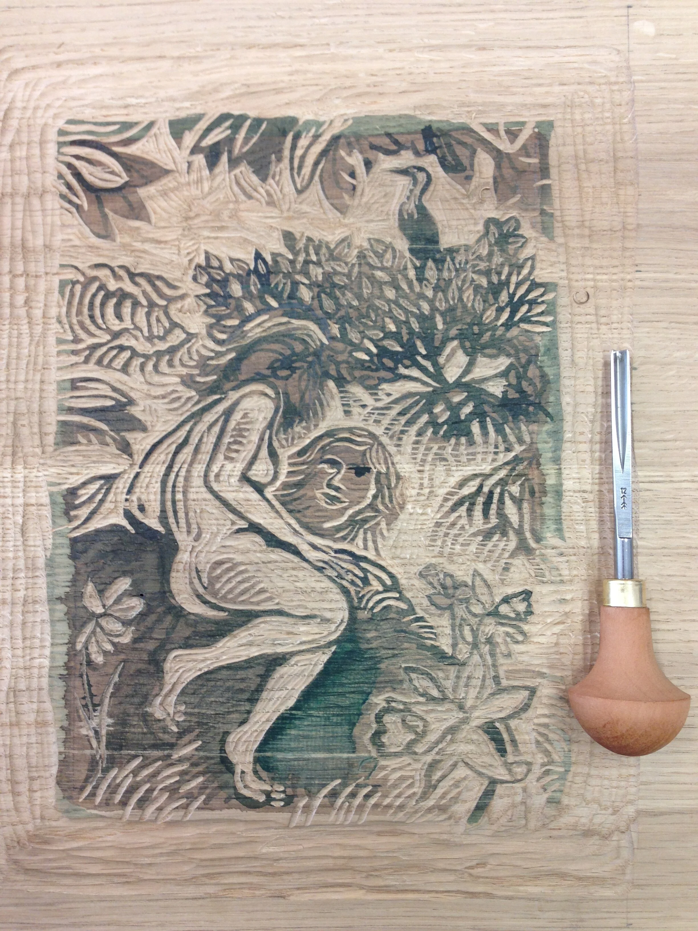  Narcisus, engraving, work in progress 