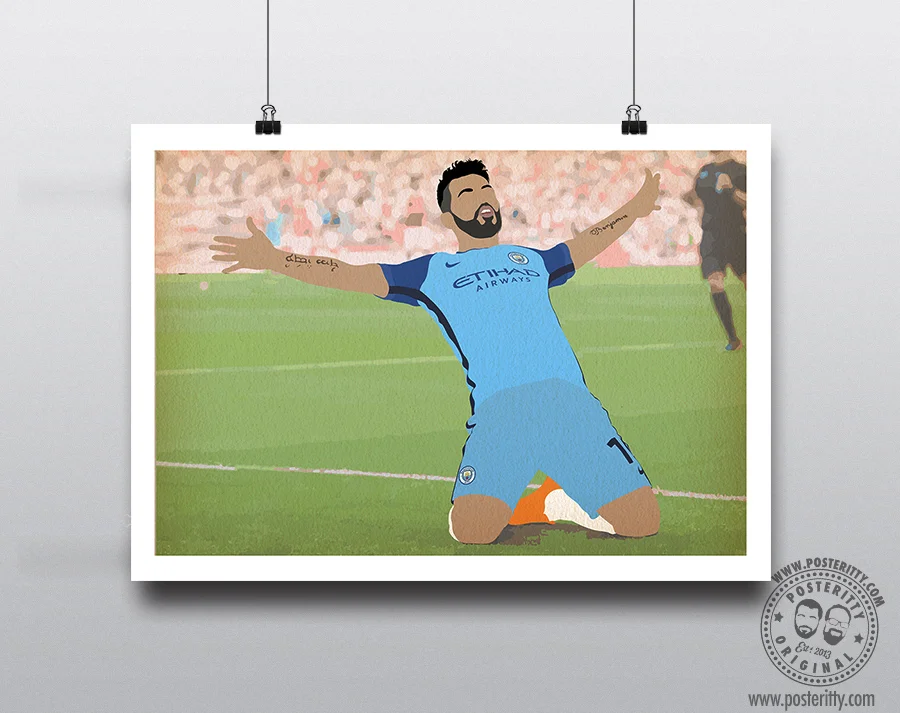 Sergio Aguero - Manchester City - Minimalist Poster