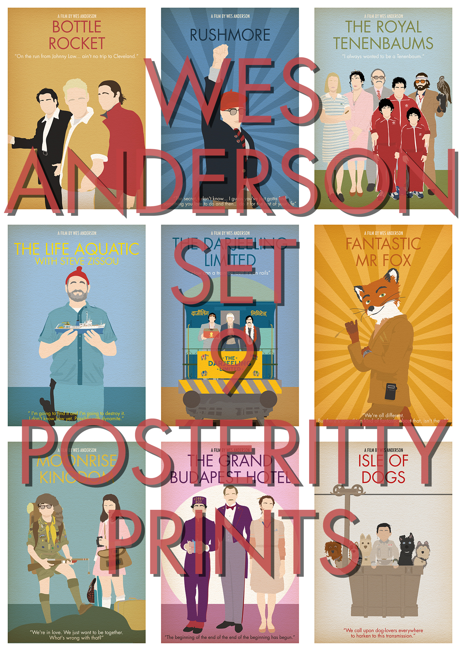 Wes Anderson Poster Collection - 9 Designs
