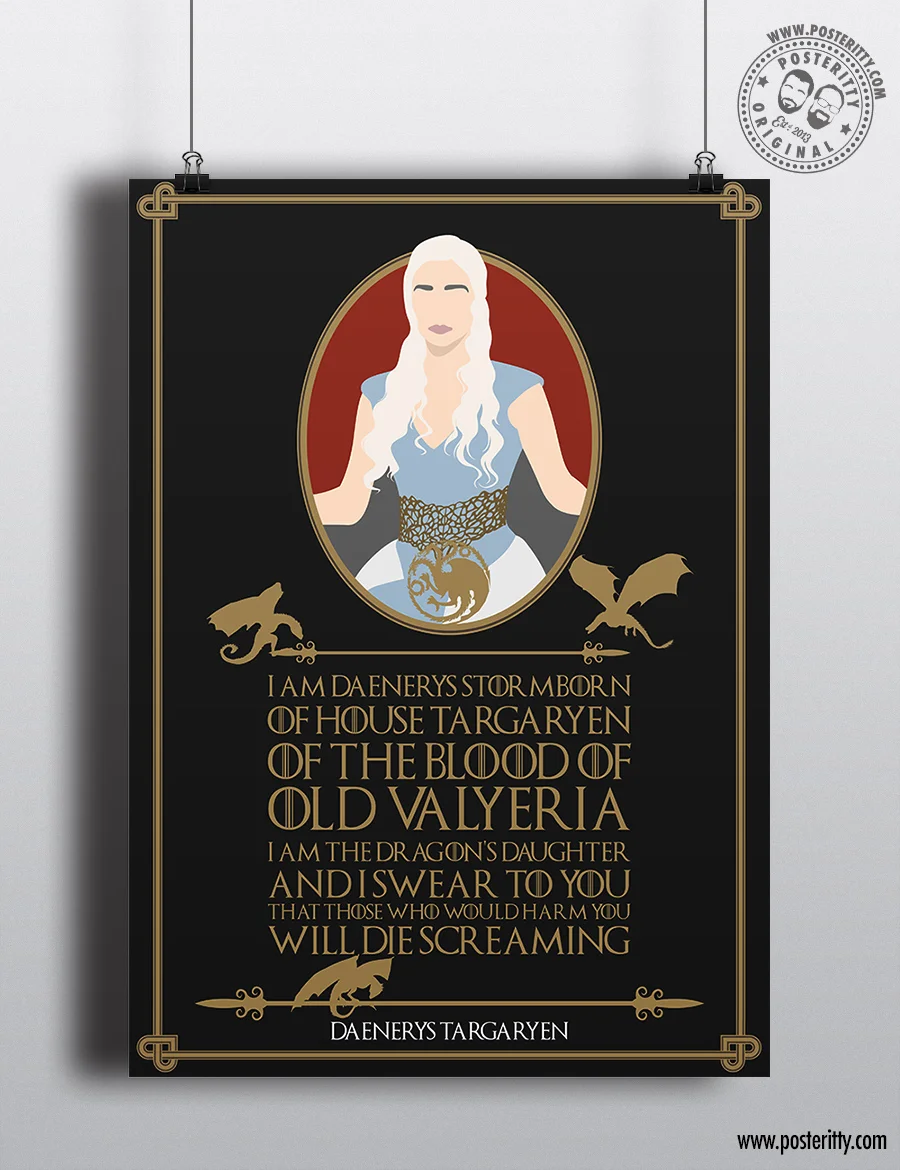Daenerys Targaryen "I am Daenerys Stormborn..." Minimal Game Thrones Quote Poster