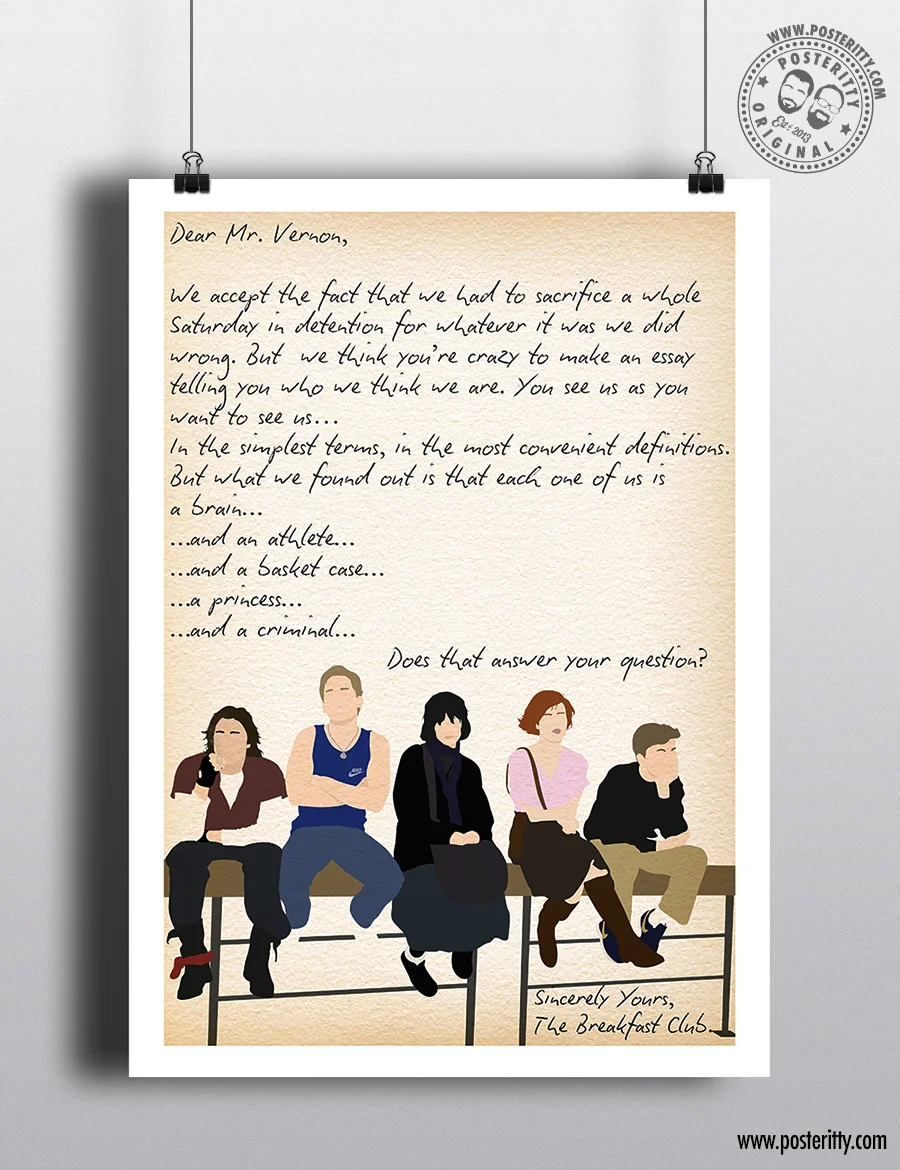 The Breakfast Club Essay Quote - Minimalist Movie Poster