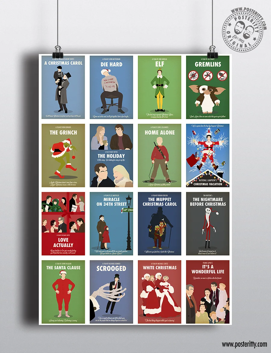 Multiple Minimalist Christmas Movie Poster