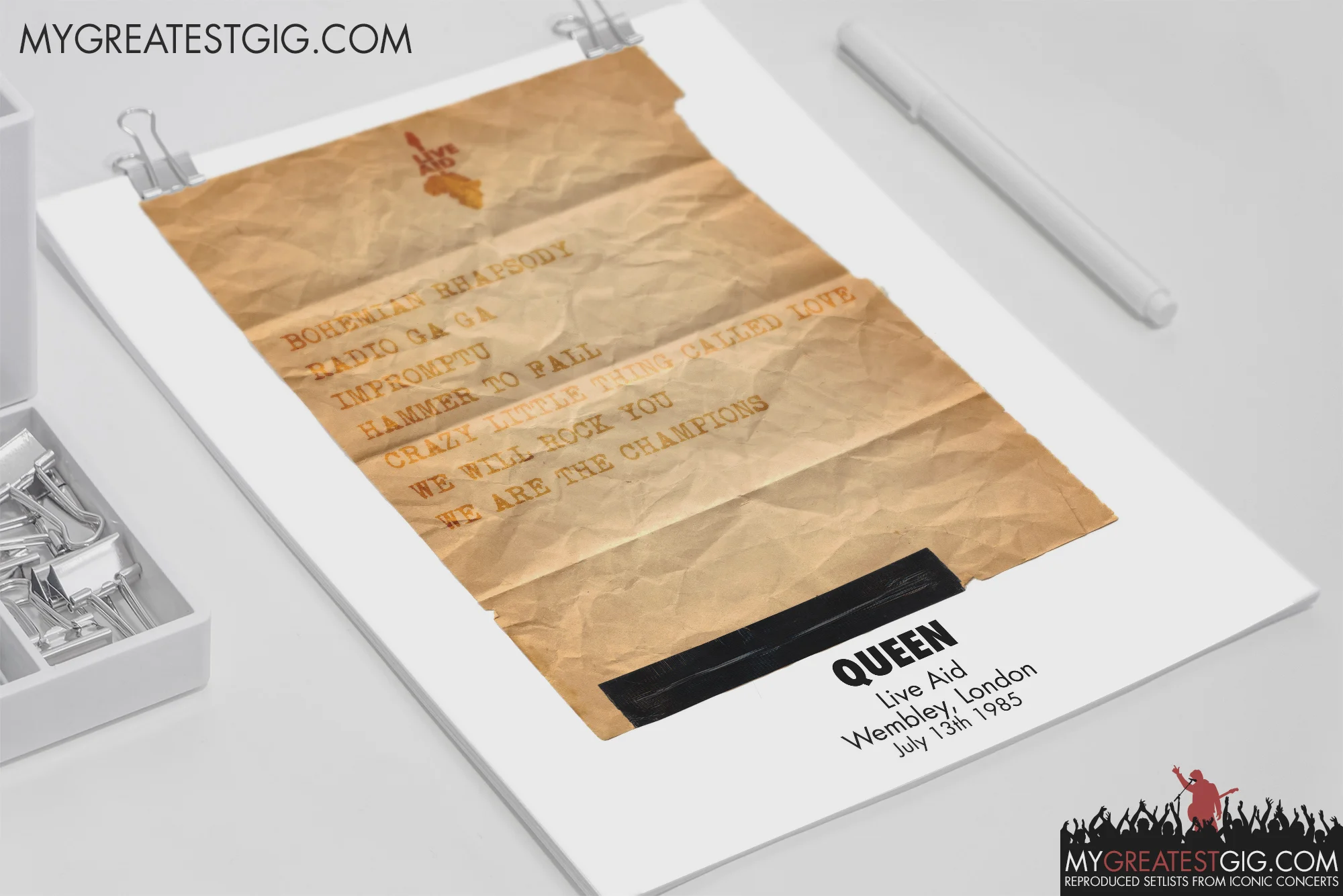 Queen Live Aid Jul 13th 1985 Recreated Set List Poster Posteritty Kenny loggins at live aid blind improvisation for 2 five string guitars version 2 (forward). queen live aid jul 13th 1985 recreated set list poster posteritty