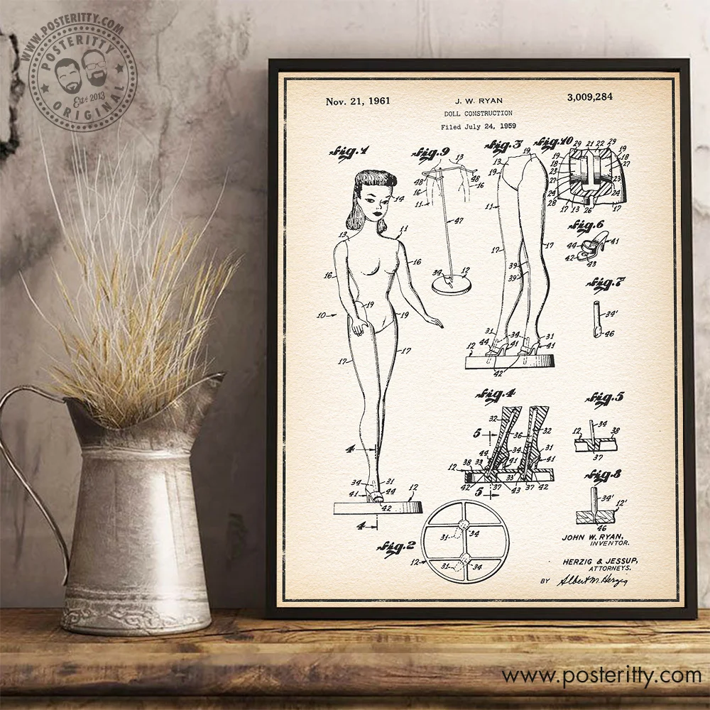Barbie - Vintage Patent Poster Retro Blueprint Wall Decor