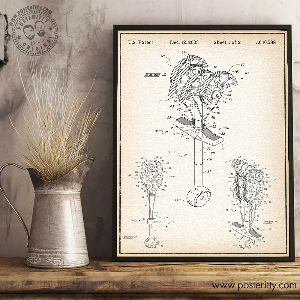 Climbing Cam - Vintage Patent Poster Retro Blueprint Wall Decor