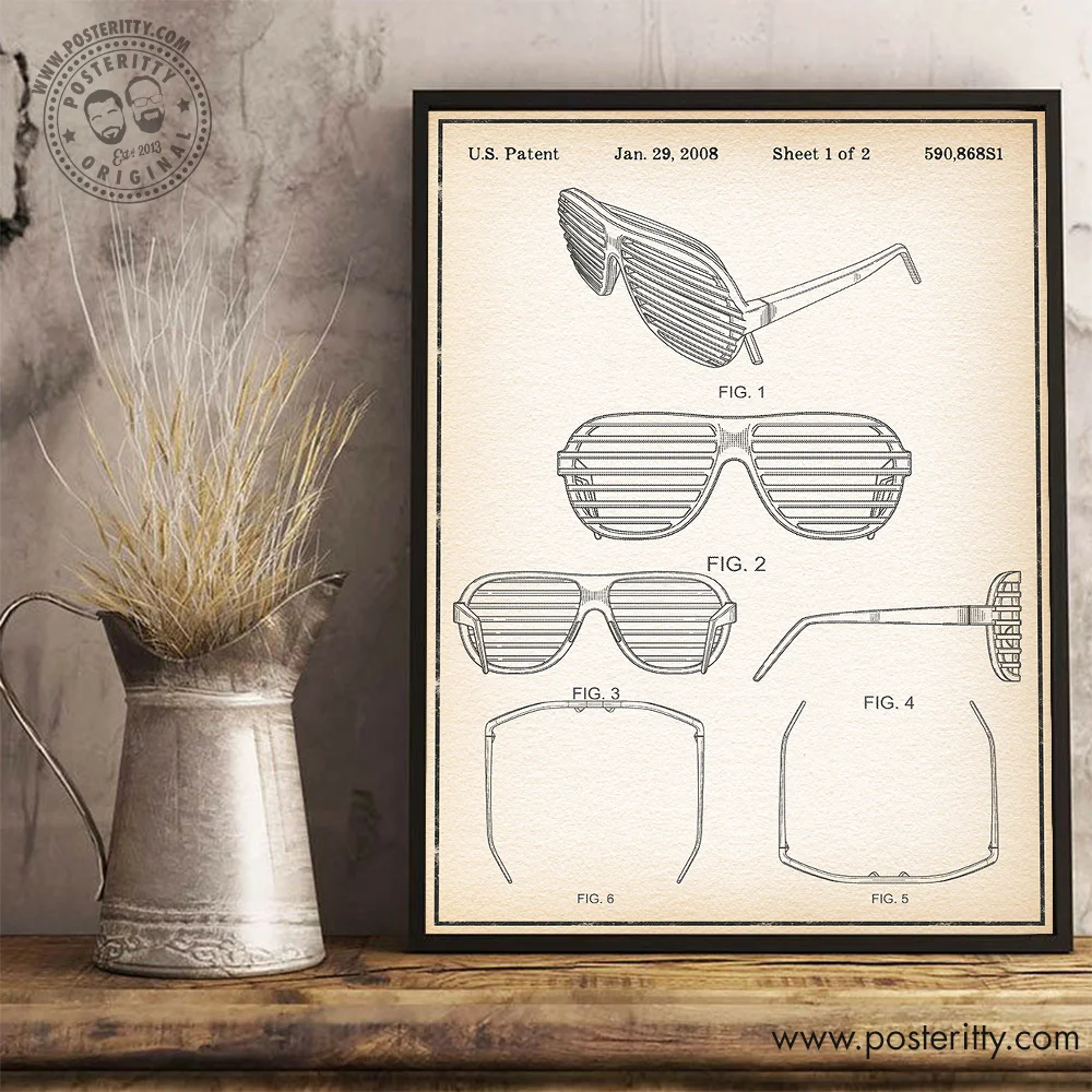 Shutter Shades - Vintage Patent Poster Retro Blueprint Wall Decor