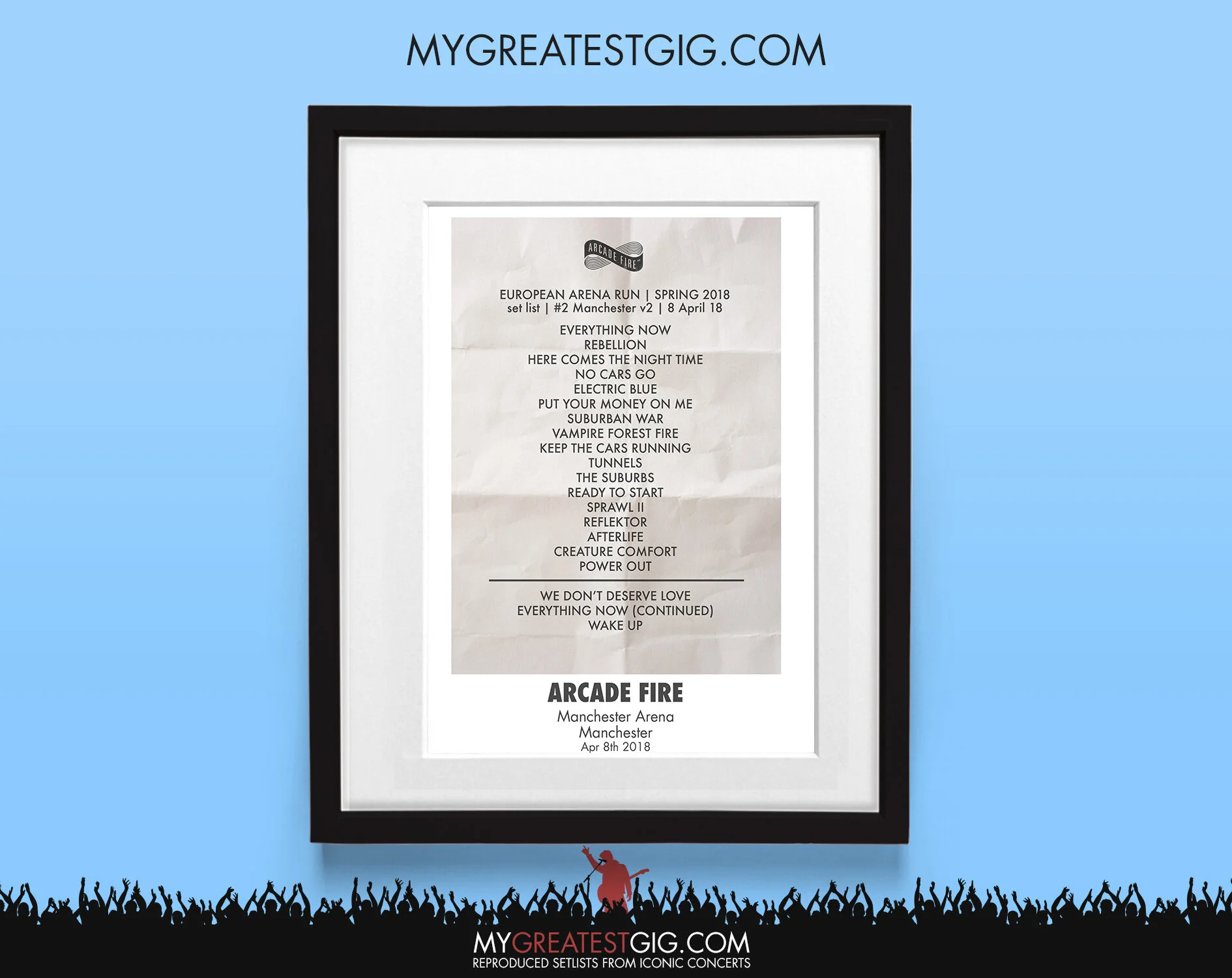 Arcade Fire Manchester Apr 8th 18 Recreated Set List Poster Posteritty