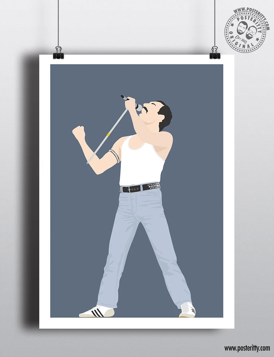 Freddie Mercury Sing (Live Aid) - Minimalist Music Poster