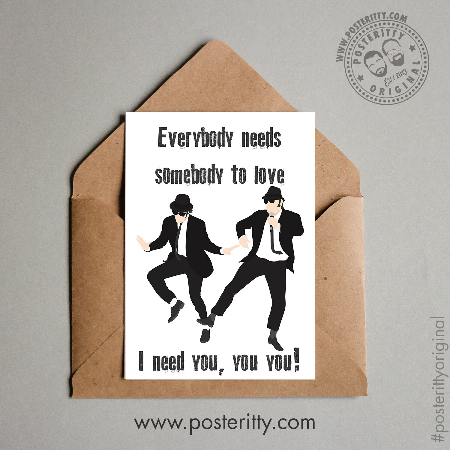 Blues Brothers (Everybody needs somebody...) - Minimalist Valentines Card
