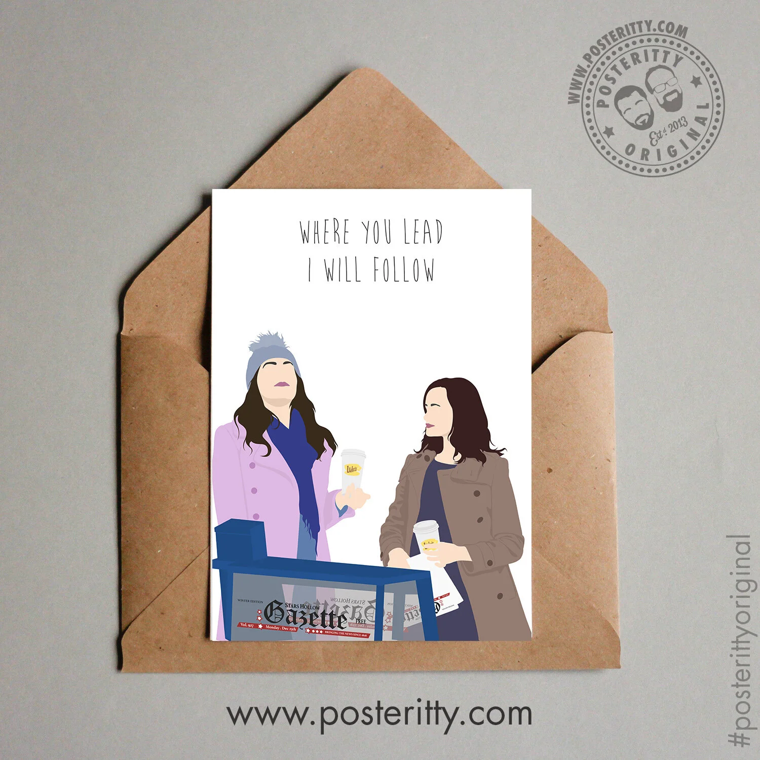 Gilmore Girls (Where you lead...) - Minimalist Valentines Card