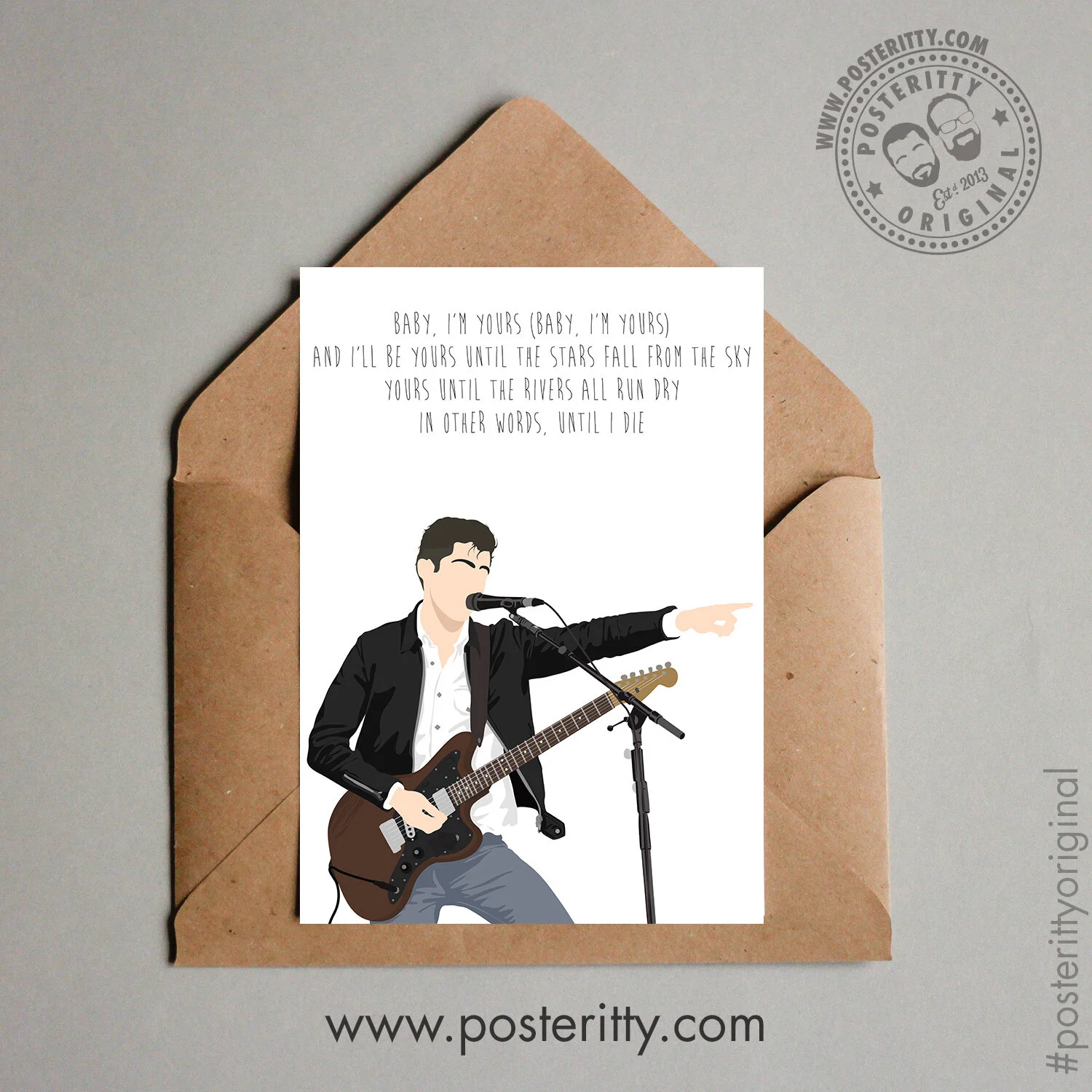 Alex Turner (Baby I'm Yours) - Minimalist Music Lyrics Valentines Card
