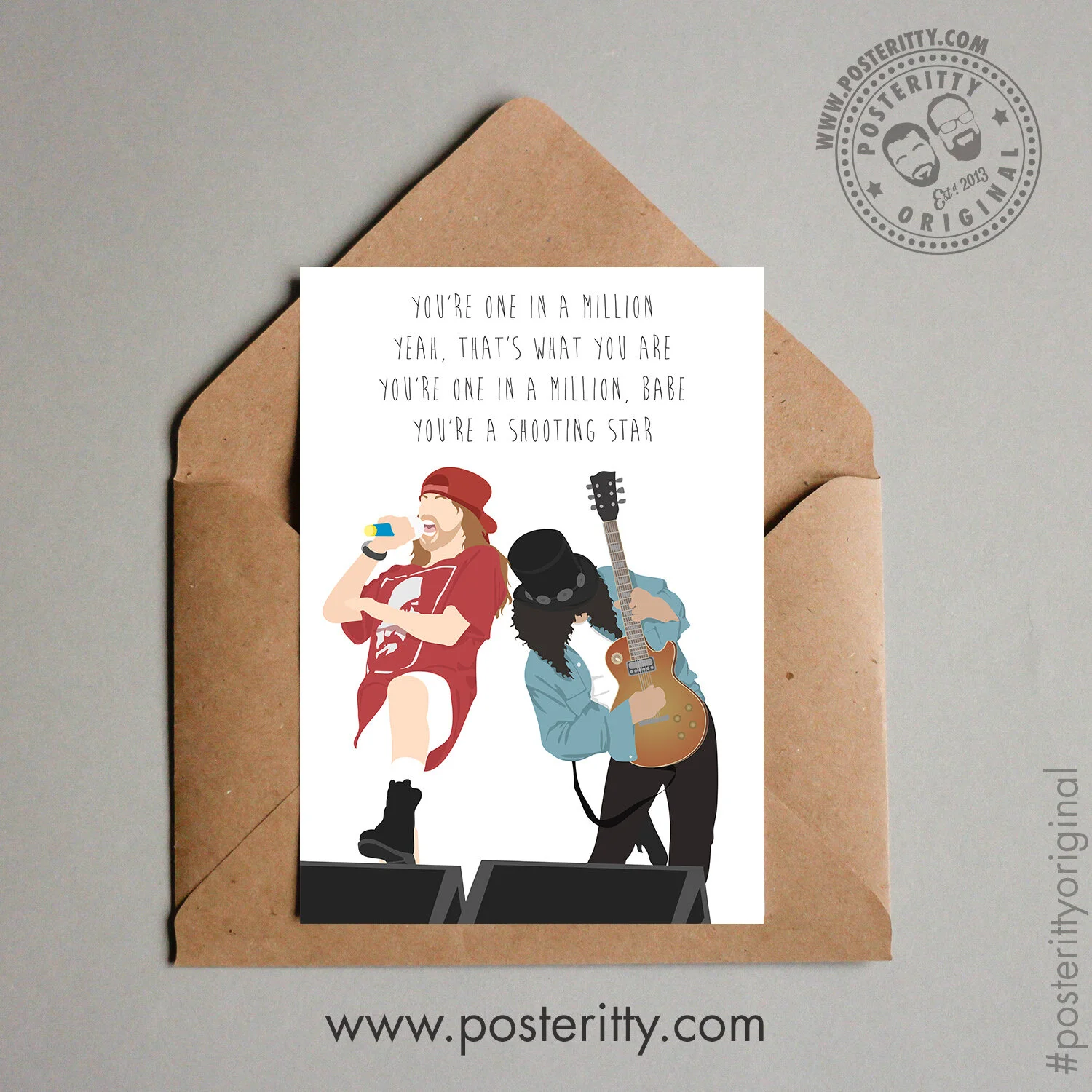 Guns 'N Roses (One in a million) - Minimalist Music Lyrics Valentines Card