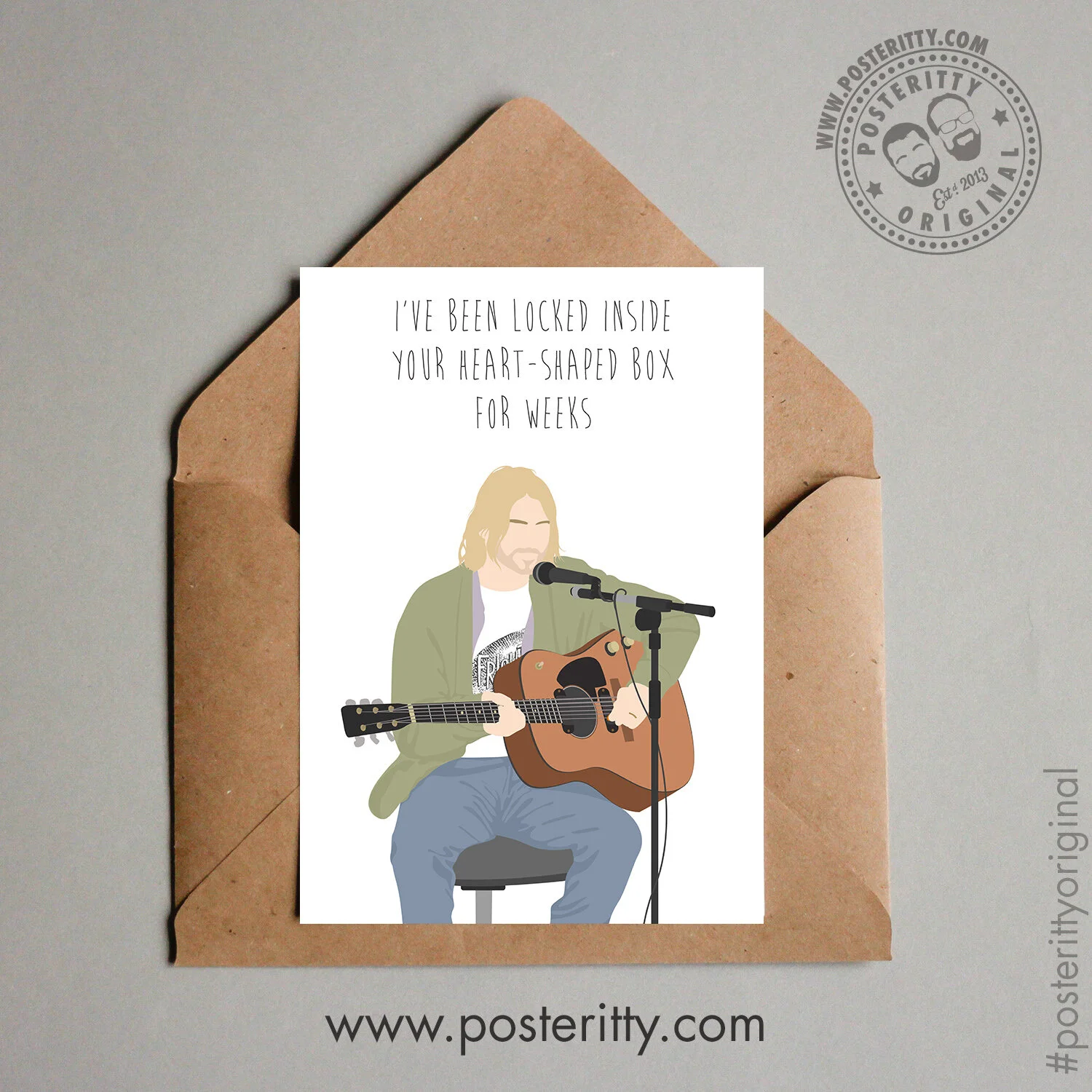 Kurt Cobain - Minimalist Music Lyrics Valentines Card