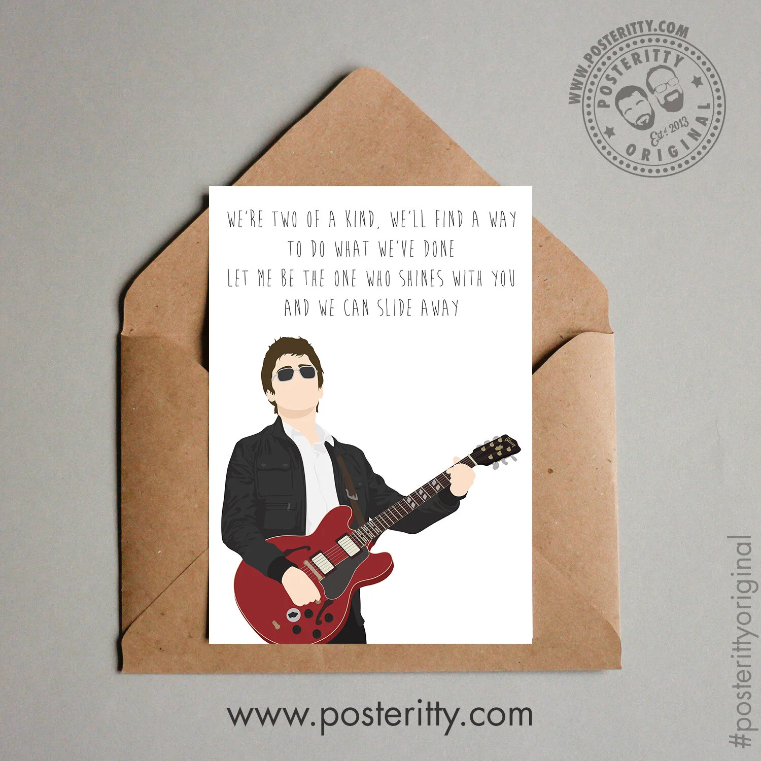 Noel Gallagher - Minimalist Music Lyrics Valentines Card