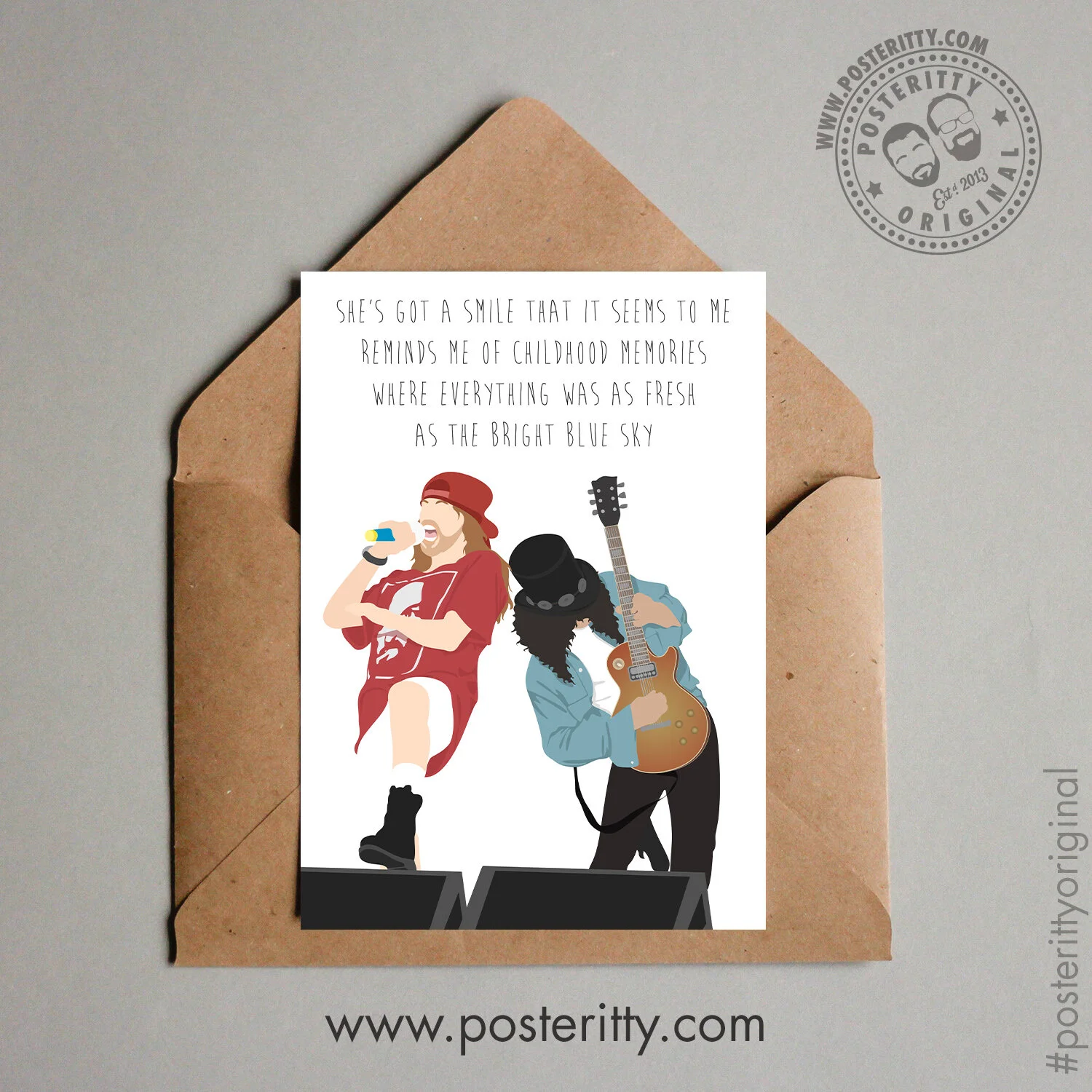 Guns 'N Roses (Sweet Child) - Minimalist Music Lyrics Valentines Card