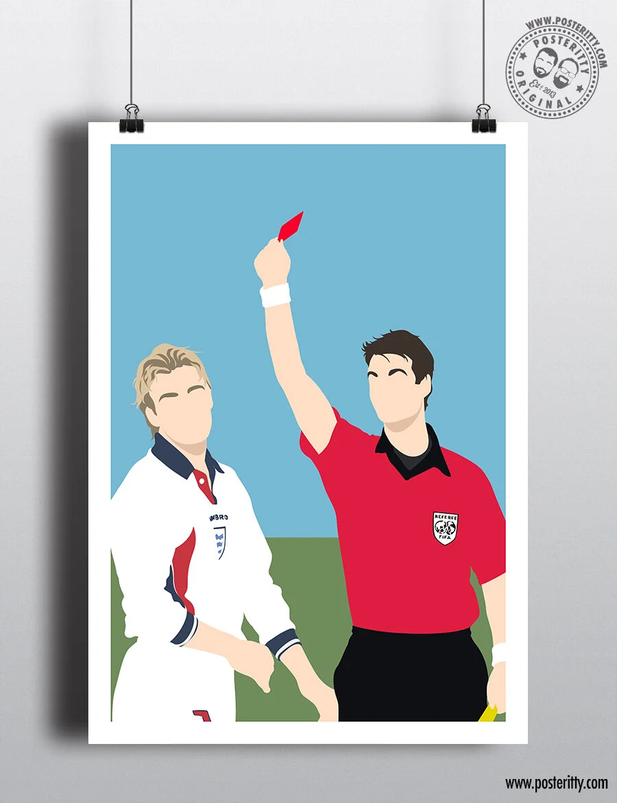 World Cup 1998 - Beckham Red Card - Minimalist Poster