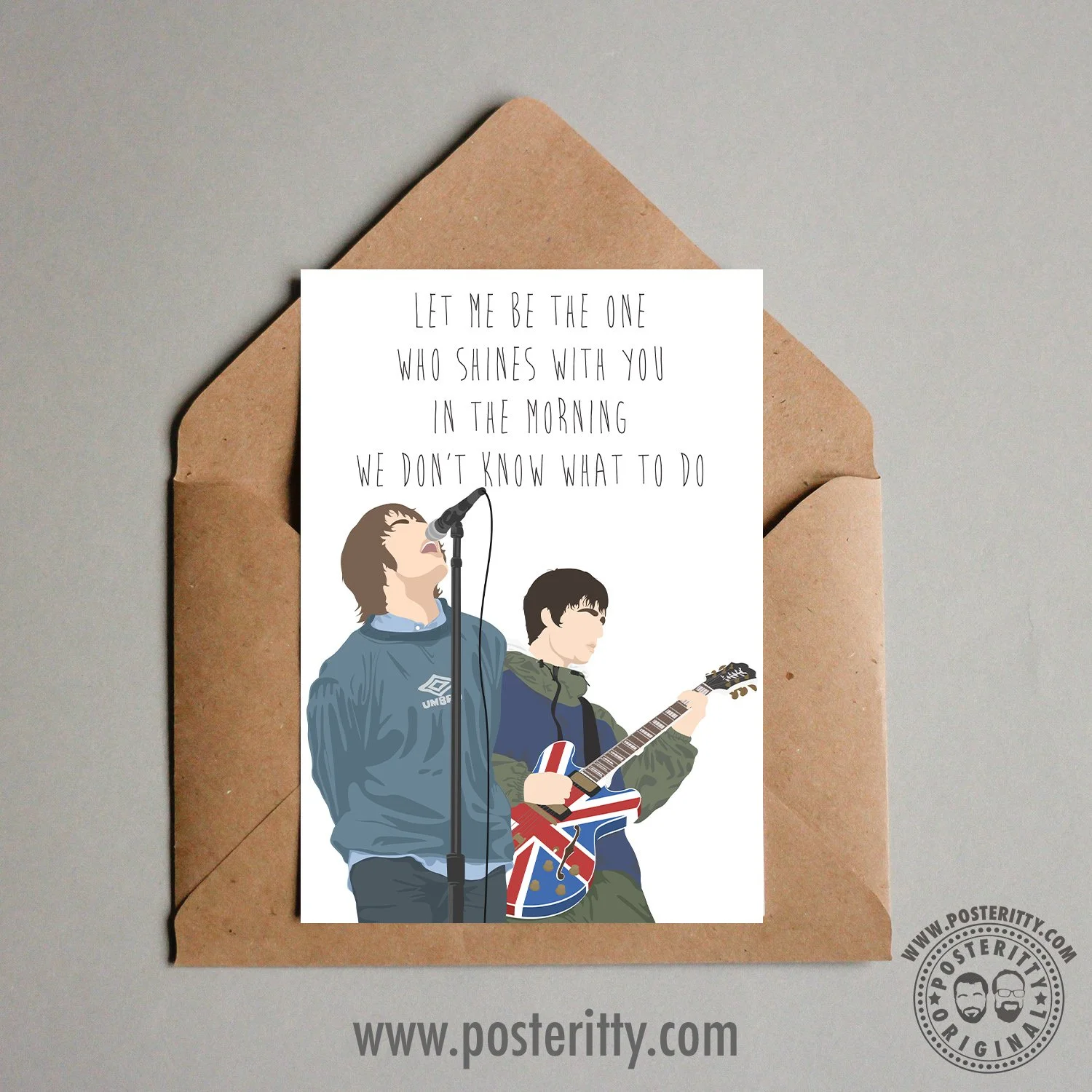 Oasis (Slide Away) - Minimalist Music Lyrics Valentines Card
