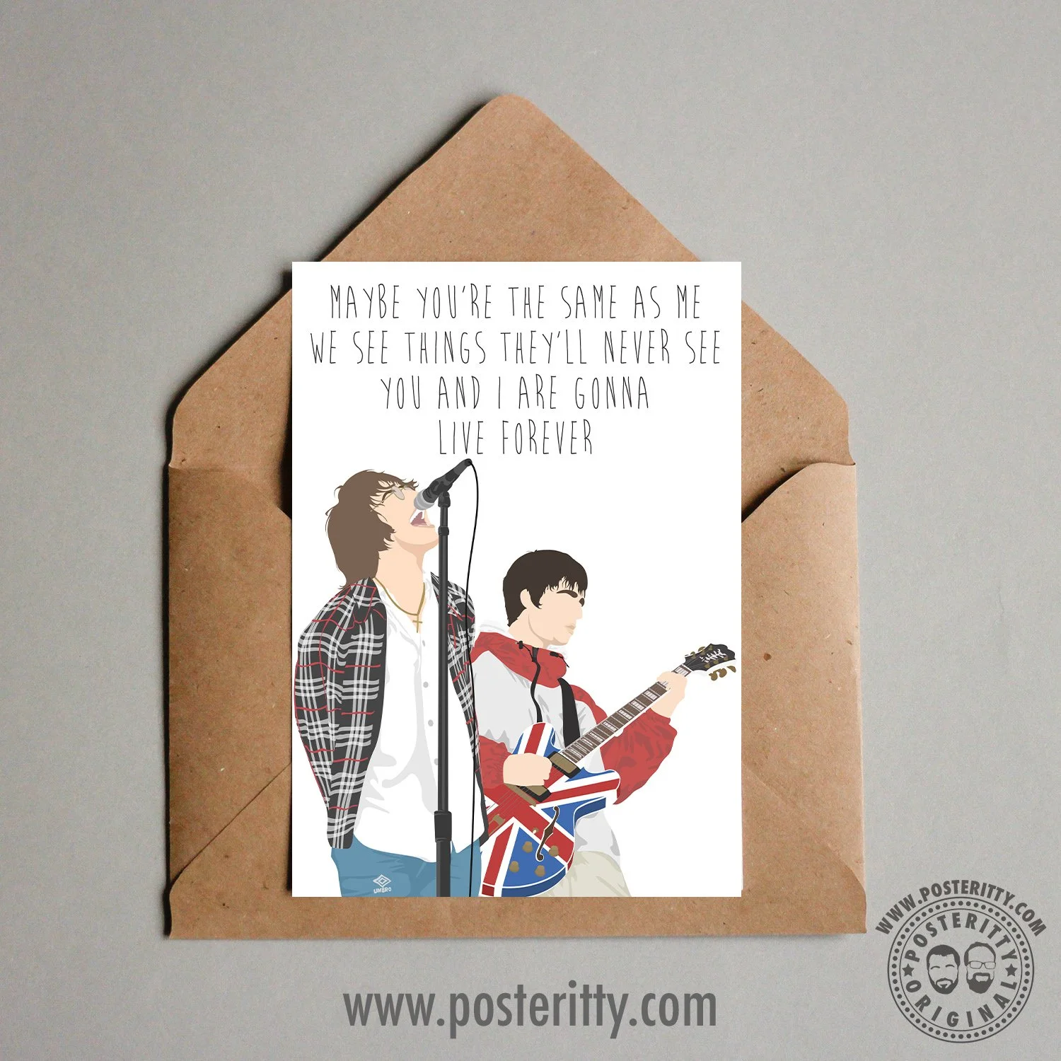 Oasis (Live Forever) - Minimalist Music Lyrics Valentines Card