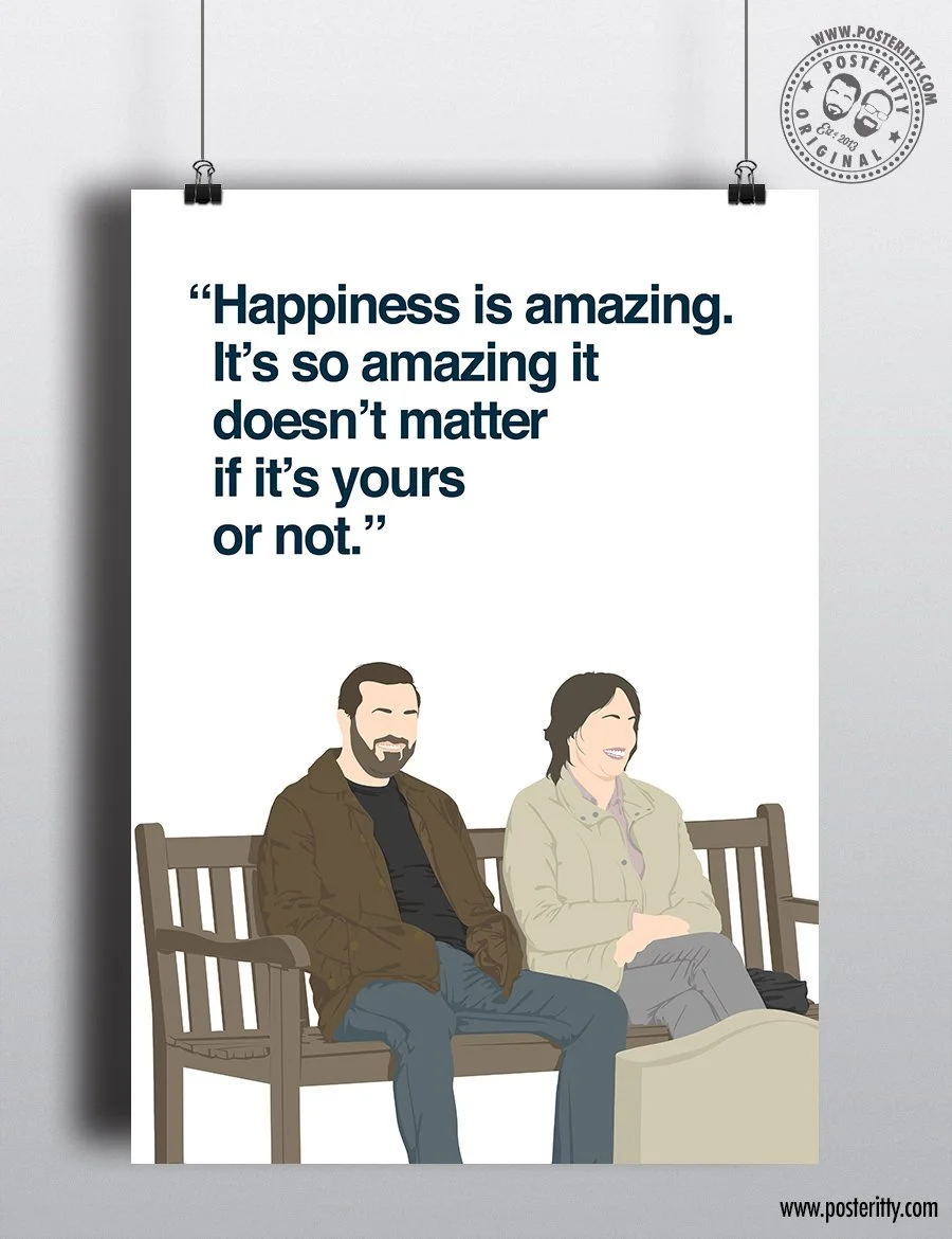 "Happiness Is Amazing..." (Bench) - After Life Quote - Ricky Gervais Minimalist TV Poster
