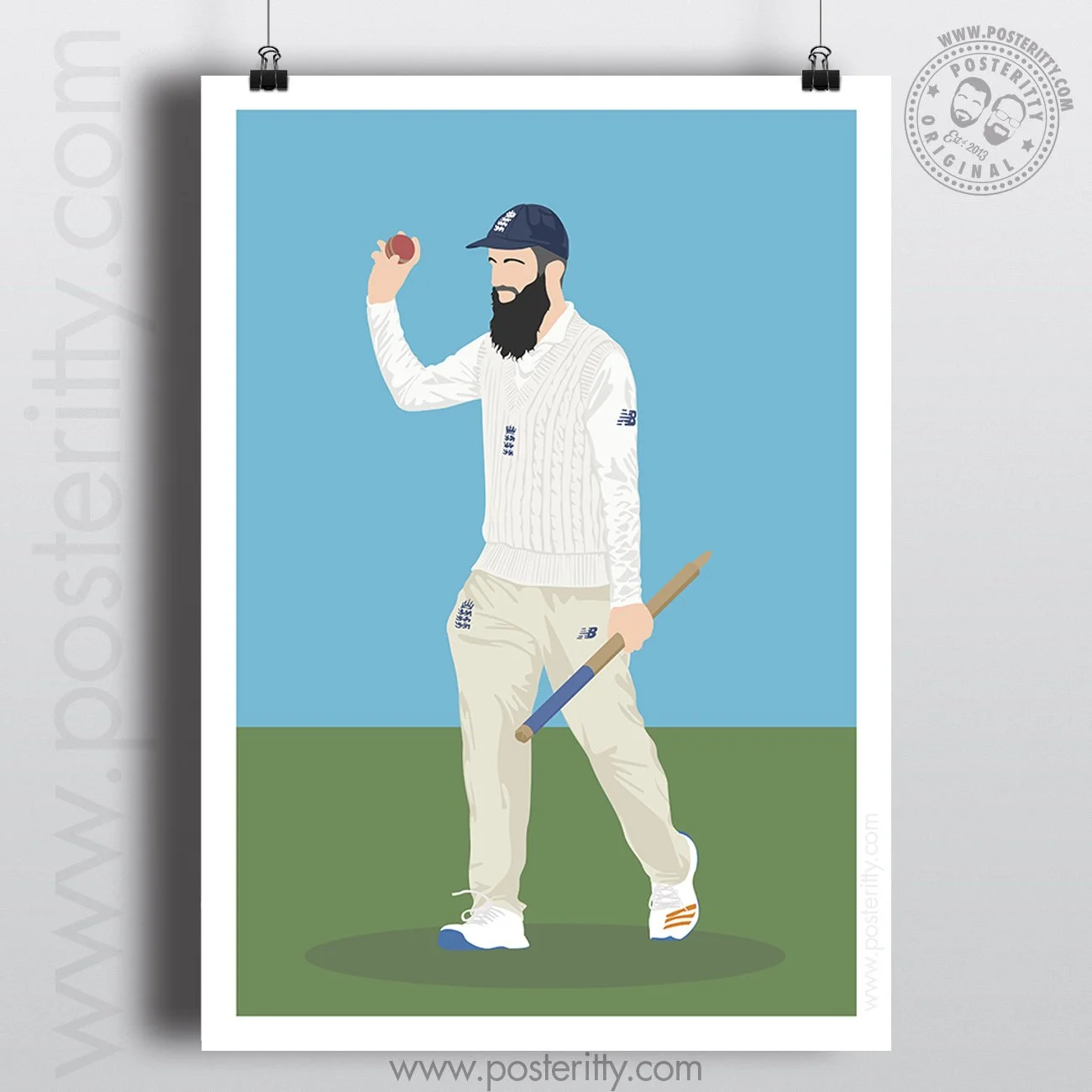 Moeen Ali - England Cricket Icons - Minimalist Poster