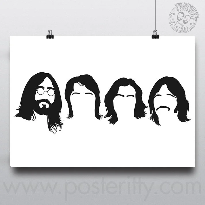 Beatles - 1969 - Minimalist Silhouette Heads Poster
