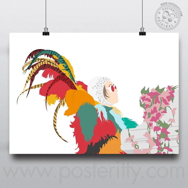 Elton John (Feathers) - Minimalist Poster