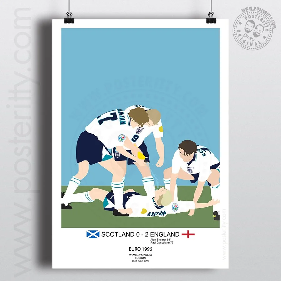 EURO 96 - Dentist Chair & Gazza Volley (Portrait) - Minimalist Football Poster