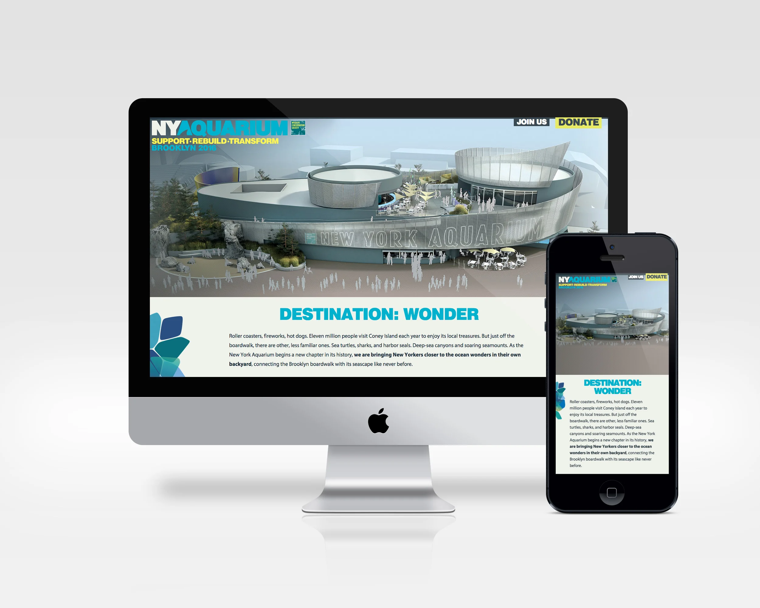 ny aquarium design, ux, development Microsite for the NY Aquarium's rebuilding & transformation campaign. View Project