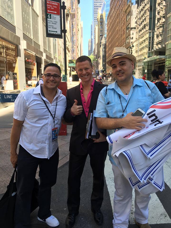 Car Leasing Concierge owner Paul Maloney with Ululy Martinez and Louis Maldonado of the National Puerto Rican Day Parade.