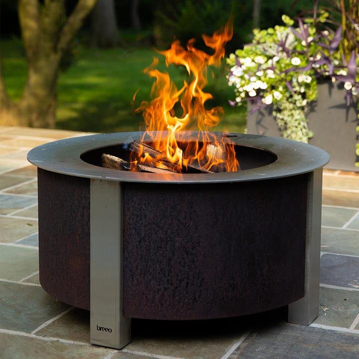 Breeo Smokeless Fire Pits Grills, Zentro Steel Fire Pit Insert With Outpost Grill
