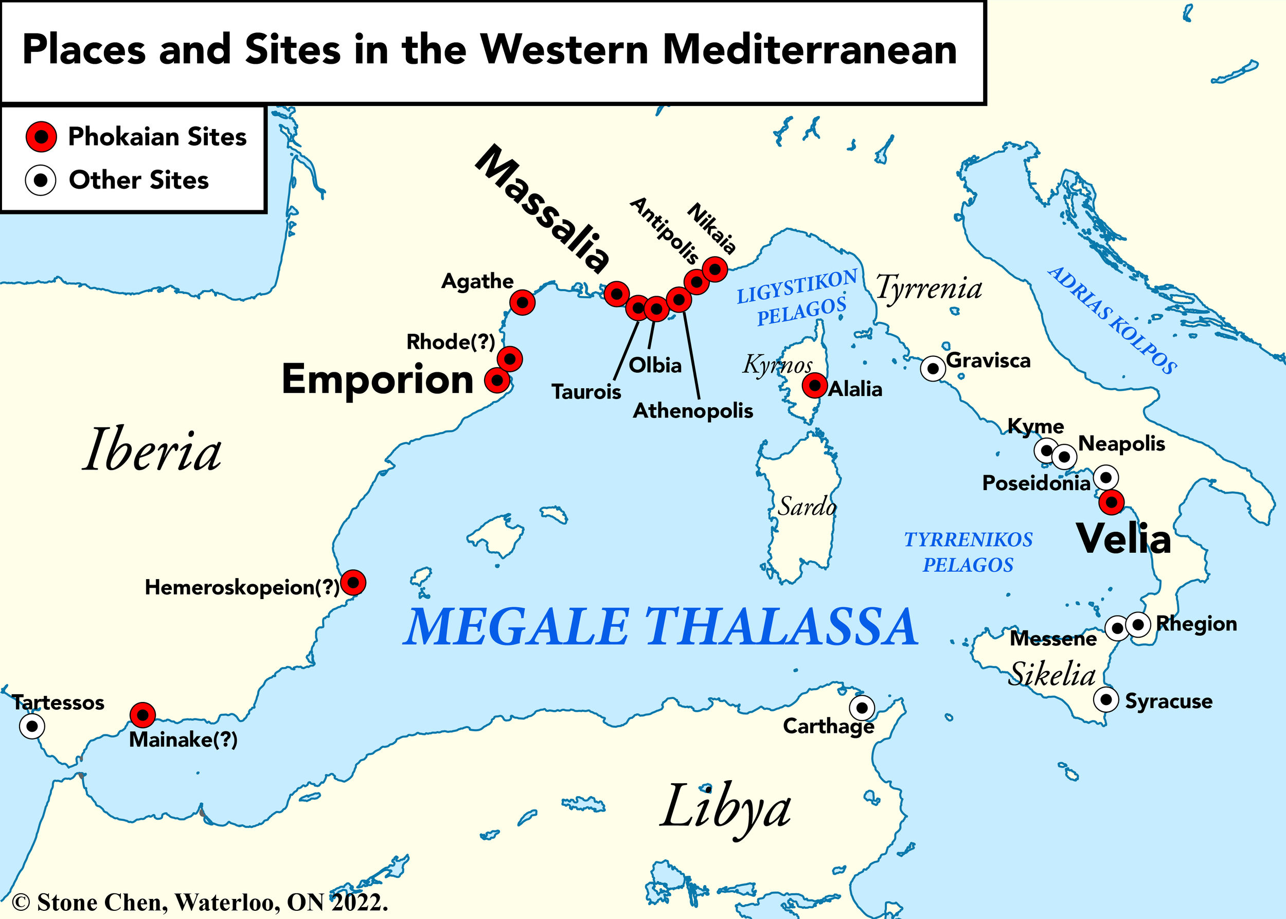 Places and Sites in the Western Mediterranean Relevant to Phokaian Colonization