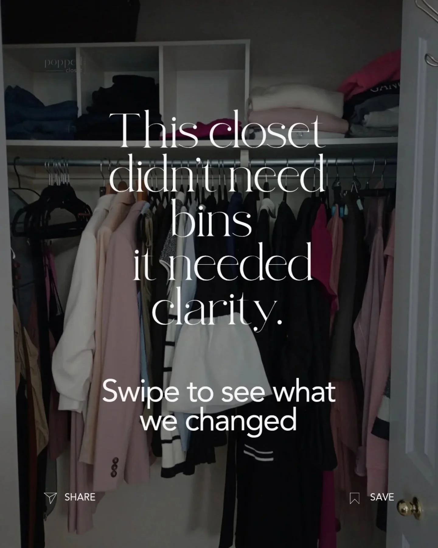 Organizing isn&rsquo;t about adding more.
It&rsquo;s about removing friction.

When a closet is edited with intention and set up around how someone actually lives, getting dressed feels easier, and the space stays calmer for longer.

This is always t
