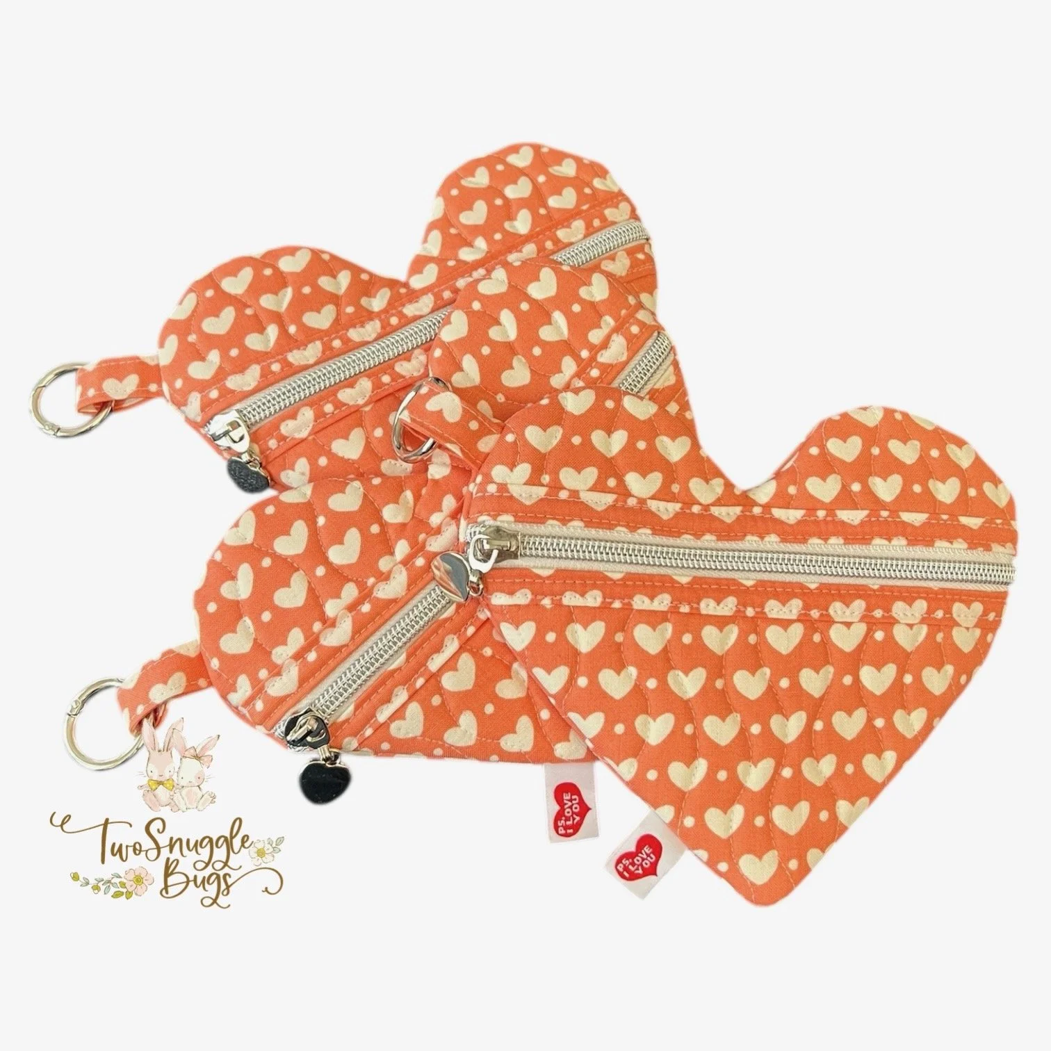 Quilted Zipper Heart Pouch