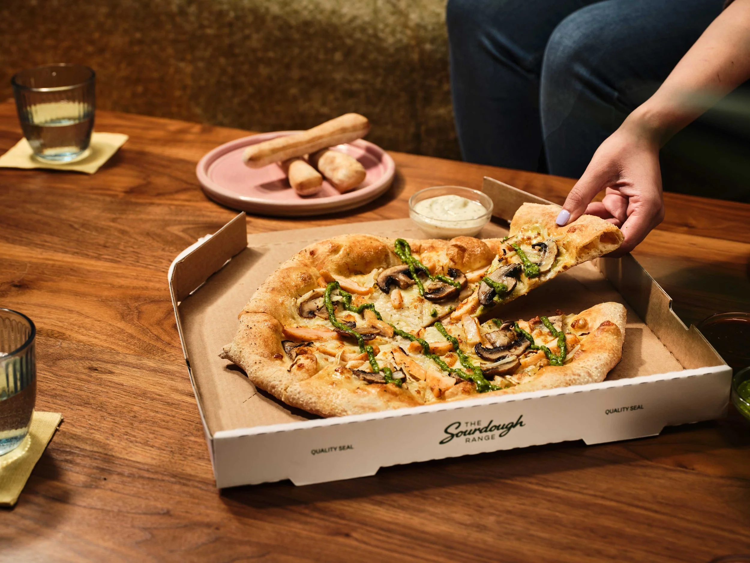 Papa Johns Sourdough Chicken & Pesto Pizza