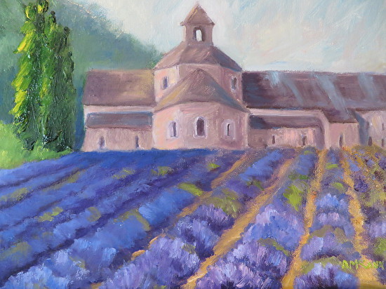 French Lavender Abbey 9 X 12" Oil by Ann McCann (c) 2015