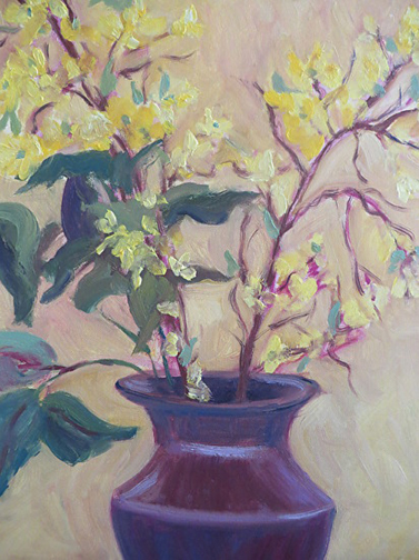 Forsythias 16 X 20 Oil by Ann McCann ©2015