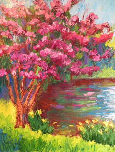 Crepe Myrtle Fantasy 11 x 14 Oil by Ann McCann ©2015