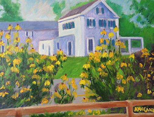 (c) Ann McCann 2016, Colonial Sunflowers, Oil on linen board, 9 X 12"