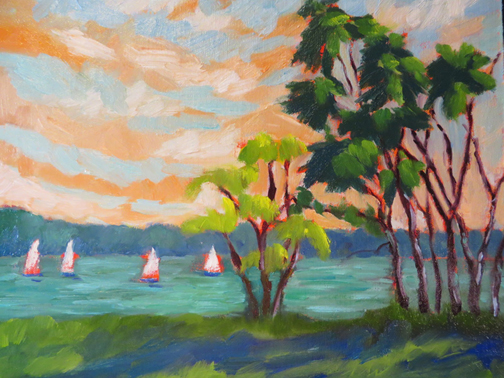 (c)Ann McCann 2016, Sale Race, Oil on Linen Panel, 11 X 14" 