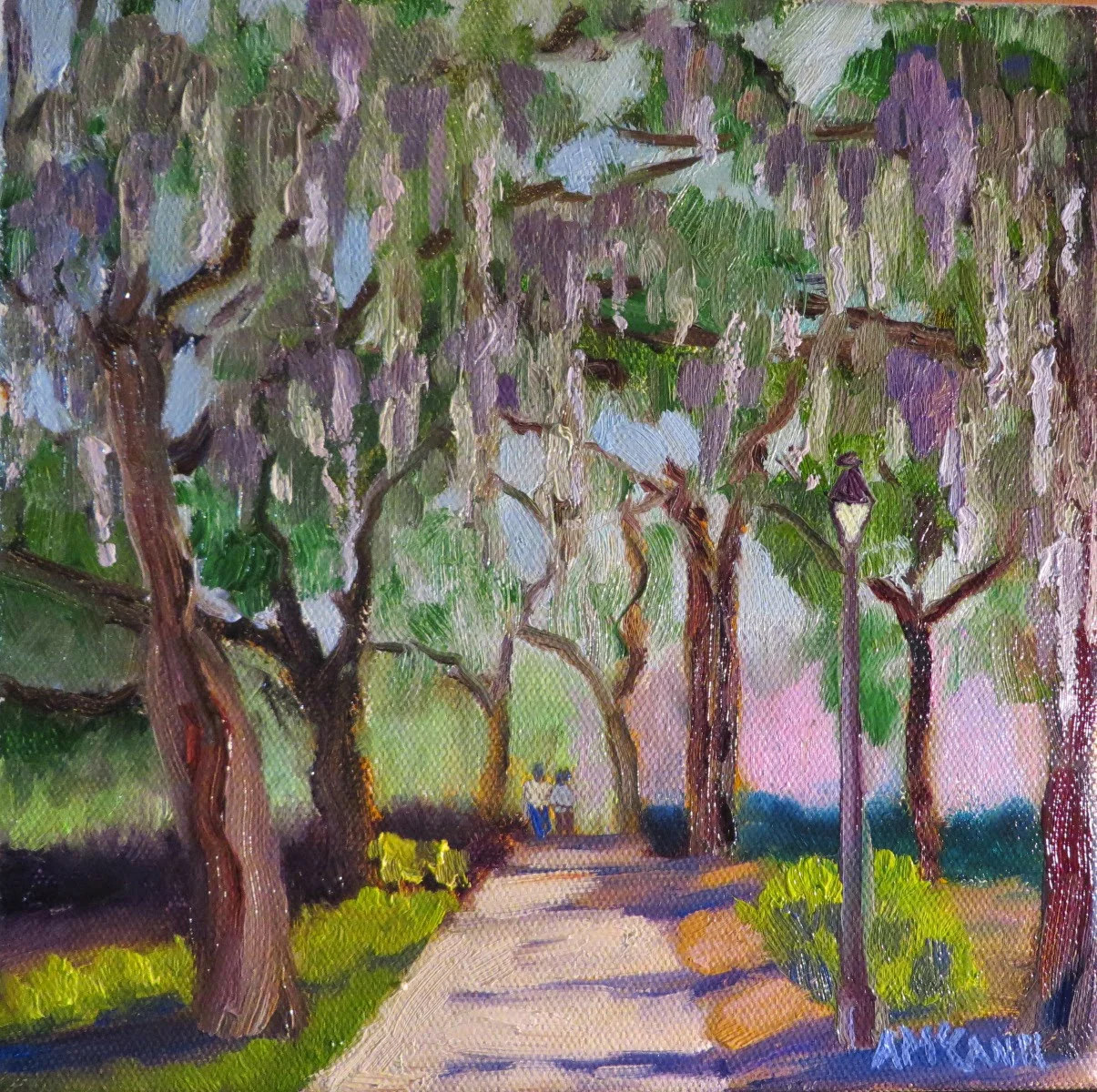 Savannah Spanish Moss (Forsyth Park) 8 X 8 Oil on Canvas — Ann McCann Art