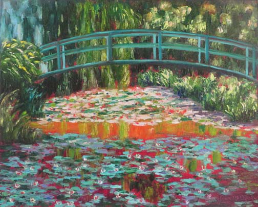 "Monet's Red Lily Pond" by Ann McCann 16 X 20 Oil (c) 2017