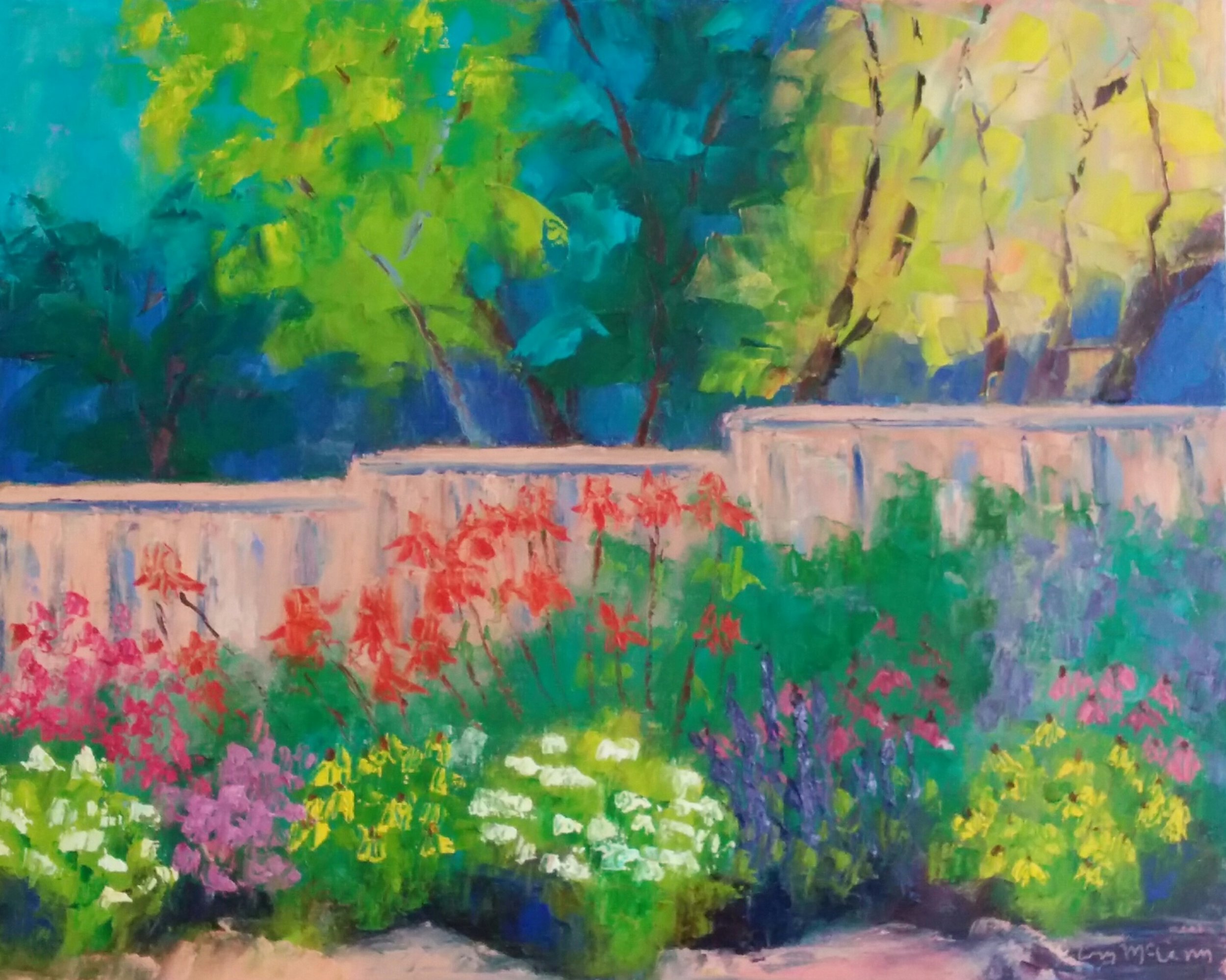"Vivian's Cape Cod Garden" 16 X 20" Oil (c) Ann McCann 2017