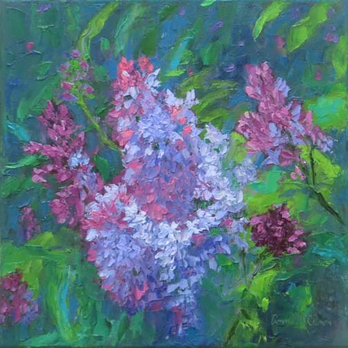 "Smell the Lilacs" 12 X 12 Oil on Gallery Wrap Canvas (c)Ann McCann 2018