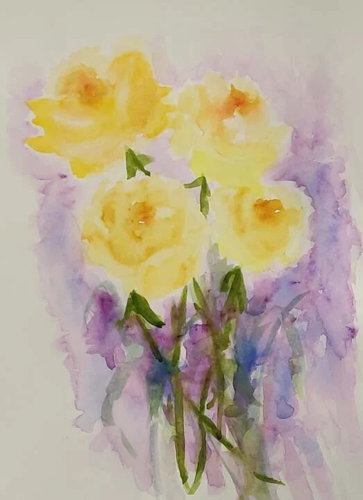 Watercolor Paintings Of Yellow Roses
