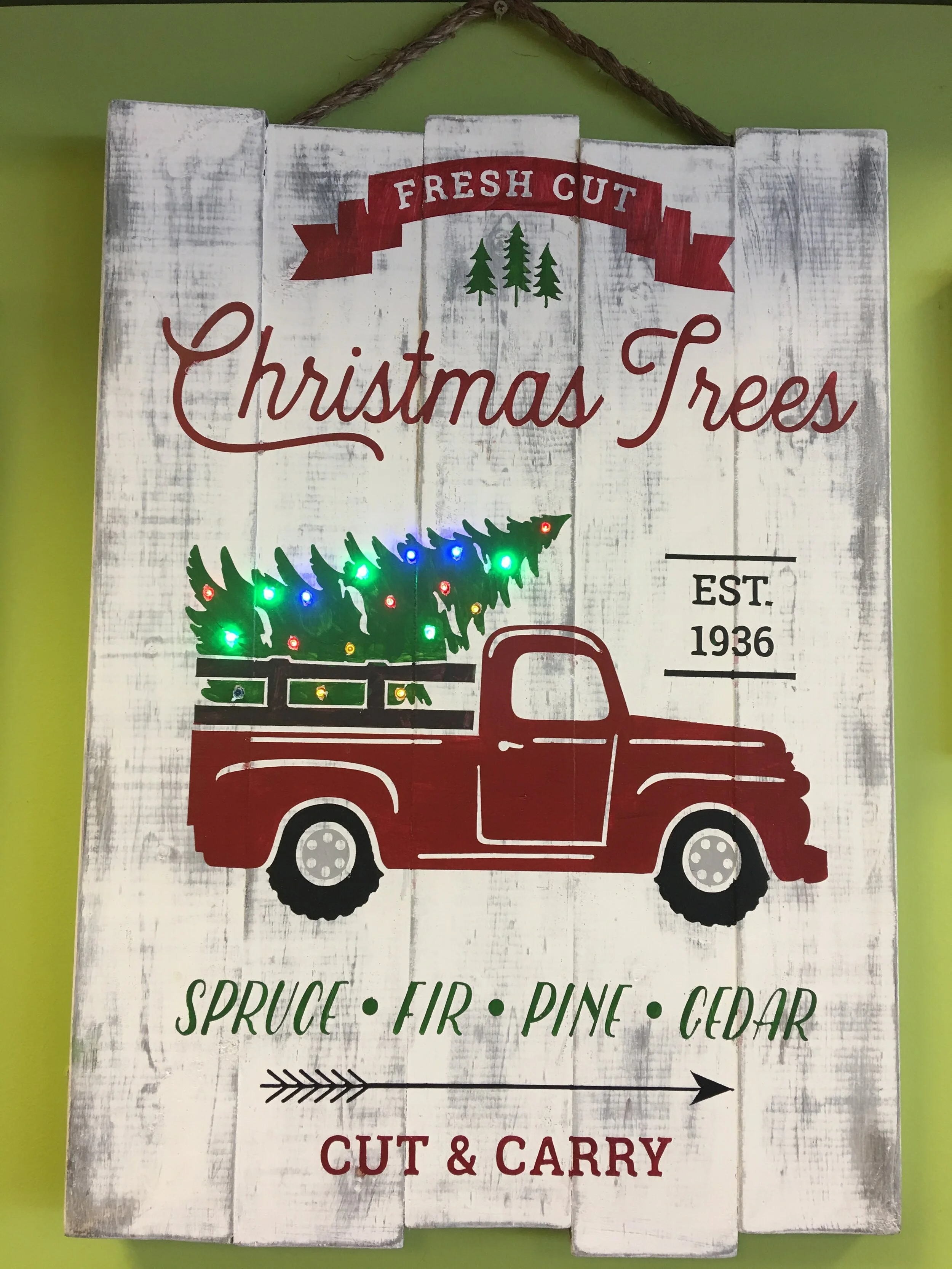 Lighted Christmas Truck W Tree Board Ladybug Pottery Parties