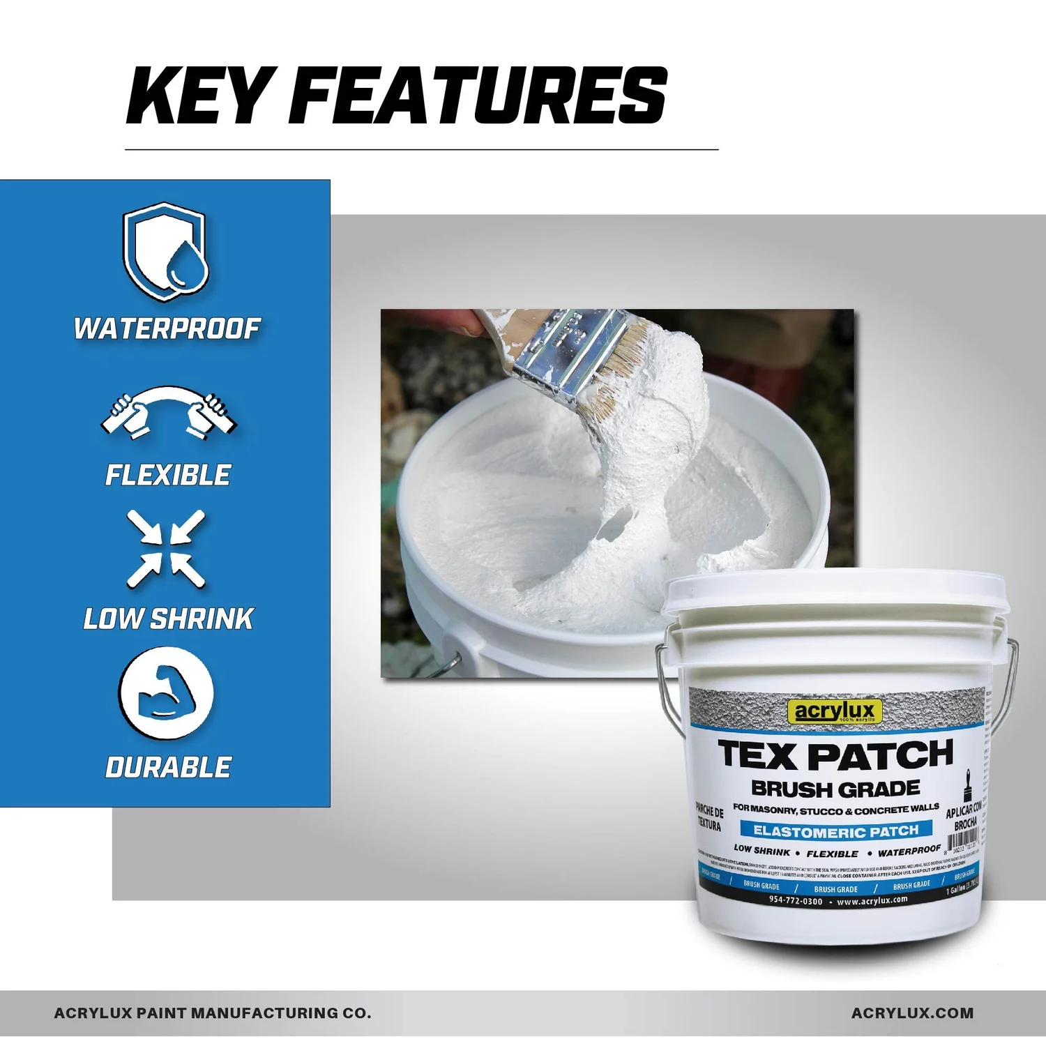 Brush Grade Textured Elastomeric Patching Compound — Acrylux Paint
