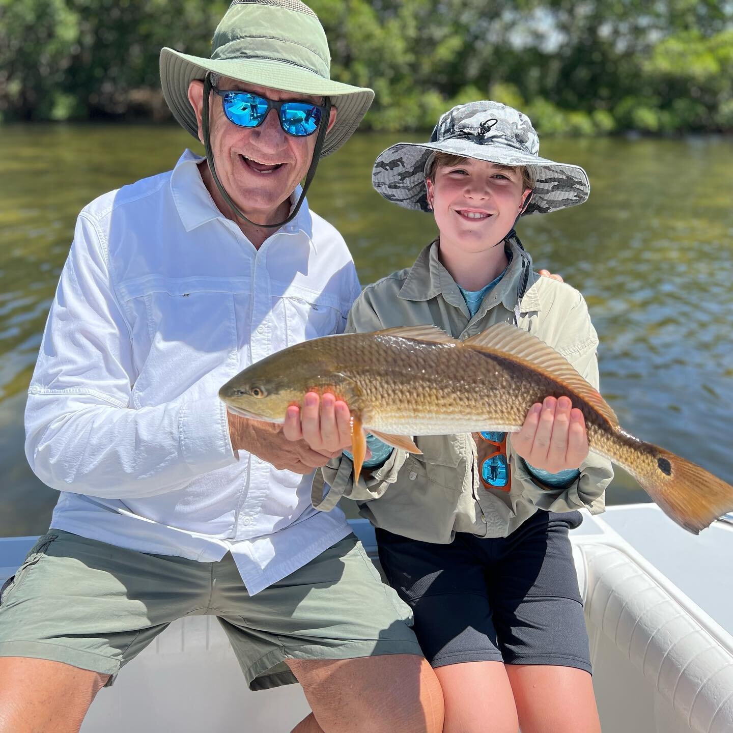 Making memories one fish at a time. Bill took his Grandson fishing as a birthday gift and we had a great time catching Redfish and Snook! Sometimes the fish know it&rsquo;s your Bday! 🎉🥳🎣