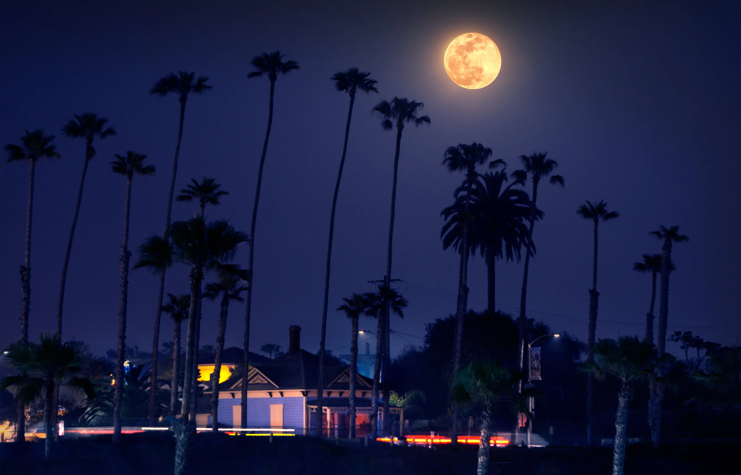The Pink Moon Over The Top Gun House